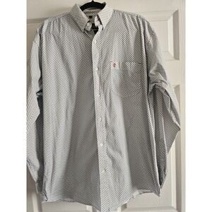 Mens Rafter C Western Button Up Shirt Large Long Sleeve Blue White Workwear